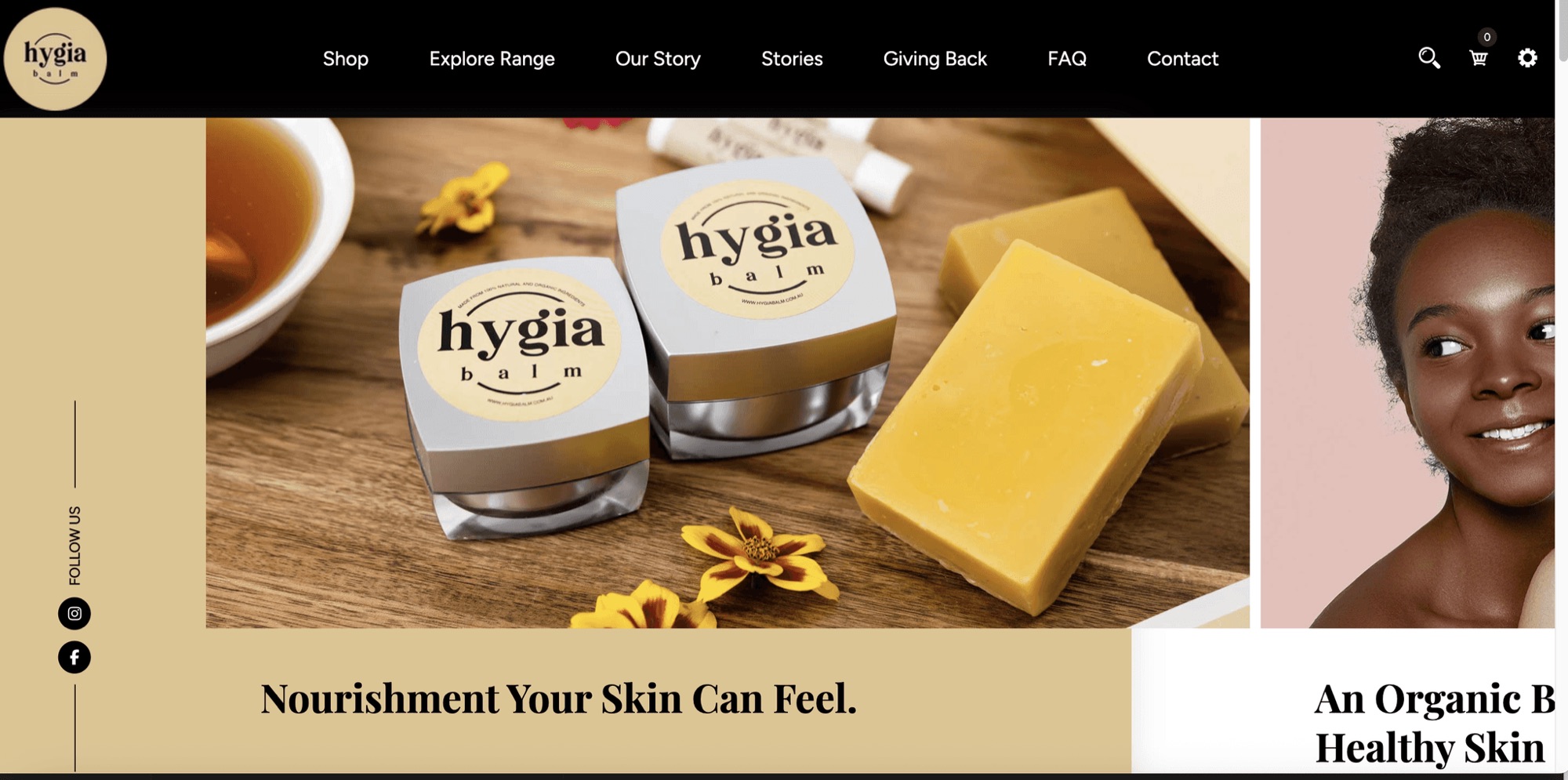 Hygia Balm website homepage
